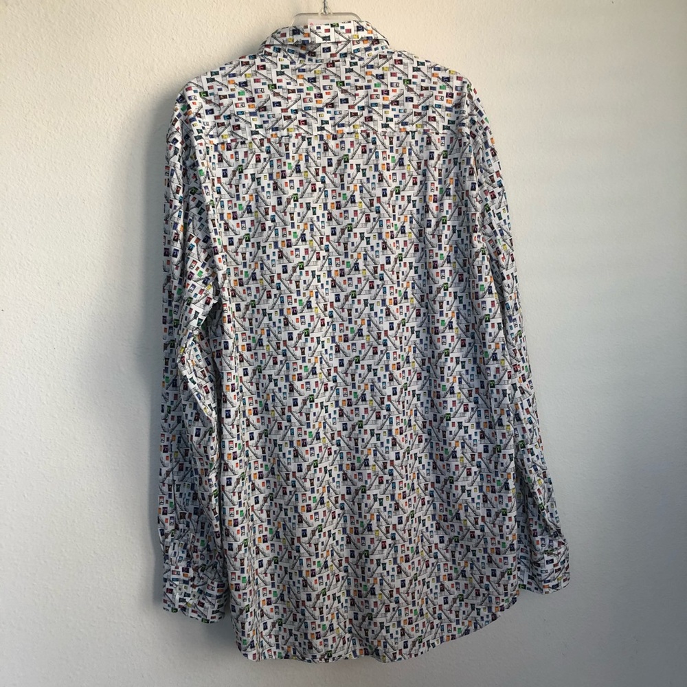 Bugatchi Shaped Fit Window Stairs Ls Button Shirt - image 5